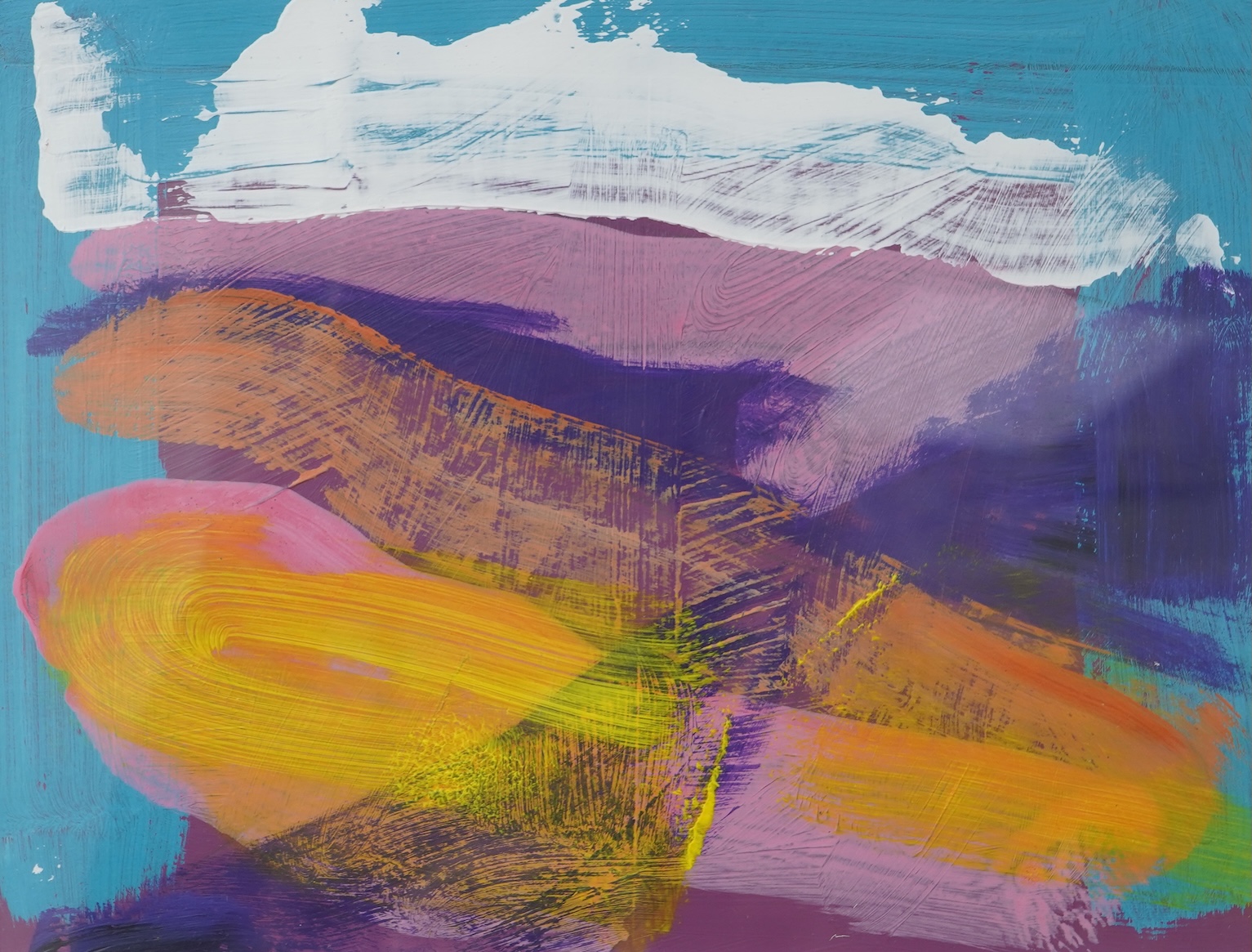 Geoff Hands, ‘Hayle Landscape Study 1998’, unsigned, label verso, acrylic on paper, 18 x 23cm